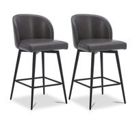 Kislot Counter Height Bar Stools Set of 3, 360° Swivel Upholstered Barstools with Backs and Metal Legs, 26" H Seat Height
