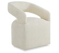 KISLOT Sedia da pranzo imbottita con ruote rimovibili, poltrona laterale a botte con rulli per sala da pranzo, camera da letto, soggiorno, sala da lettura, beige crema, 1 pezzo