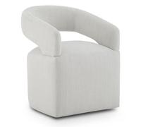 KISLOT Sedia da pranzo imbottita con ruote rimovibili, poltrona laterale con rulli, per sala da pranzo, camera da letto, soggiorno, sala lettura, lino, 1 pezzo