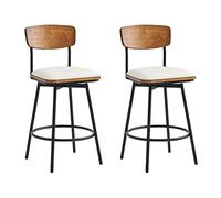 Kislot Swivel Counter Height Bar Stools with Back, Fabric Upholstered Barstools, 27" Seat Height, Metal & Wood Frame