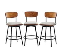 Kislot Swivel Counter Height Bar Stools with Back, Fabric Upholstered Barstools, 27" Seat Height, Metal & Wood Frame