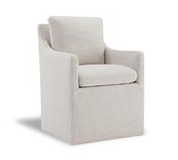 Kislot Upholstered Dining Chairs Casters Modern Accent Armchair with Rollers for Diningroom Bedroom Livingroom Reading Room, Ivory, Single