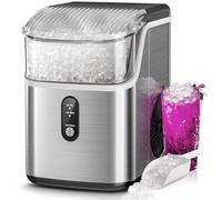 Kismile Nugget Ice Makers Controsoffitto, macchina per il ghiaccio di ghiaia con ghiaccio masticabile, 35 libbre al giorno, funzionamento con un clic, macchina per il ghiaccio da banco autopulente,