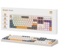 Kisnt KN104 Tastiera meccanica da gioco wireless, 100% full size, 104 tasti con tastierino numerico, retroilluminazione RGB personalizzata, suono cremoso, hot swap, Bluetooth/2,4 GHz/USB-C per Windows