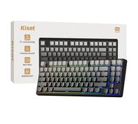 Kisnt KN85 Tastiera meccanica da gioco wireless, layout 75% con retroilluminazione RGB, hot swap personalizzato, suono cremoso, Bluetooth/2,4 GHz/USB-C compatibile con Windows/Mac/PC (grigio sfumato