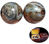 KISOARTWQ Palline Massaggio Baoding Balls Palline Cinesi Yin Yang Palla Fitness Qi Gong Natural Agate Health Care Pallamano Palla di Giada Fitness Esercizio Finger Meditation Balls Palle Baoding, P