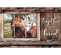 kisoyo Targa in metallo vintage con scritta "Horse And So Together We Built A Life They Love", stampa artistica da parete per anniversario di matrimonio, regalo di inaugurazione della casa, 30,5 x