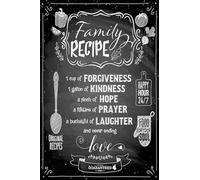 kisoyo Targa in metallo vintage con scritta in lingua inglese "Family Recipe One Cup Of Forgiveness One Gallon Of Kindness A Pinch Of Hope", motivazionale, per famiglia, amanti, idea regalo