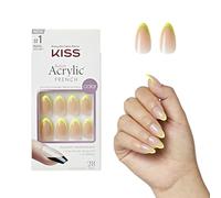 KISS Acrylic Nude French Press-On Nails Kit - Gialla Unghie Finte Corte, Dual Form Gel Ricostruzione Unghie, Kit Ricostruzione Completo con Colla per Unghie Finte Adesive e Tip in Gel Manicure