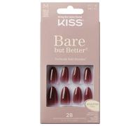 KISS Bare but Better Press On unghie a mandorla media lunghezza 'Chemistry', rosso, set contiene 28 unghie artificiali, colla rosa per unghie 2 g (0,07 oz), bastoncini per manicure, mini lima