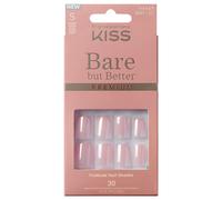 KISS Bare but Better, Press-On Unghie con colla per unghie, 'Intro', rosa, forma quadrata corta, contiene 30 chiodi, 2 g di colla, 1 bastoncino per manicure, 1 mini lima