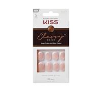 KISS Classy Nails - Chiodi da pressare, colla per unghie inclusa, "Exclusive Only", colore bianco chiaro, taglia corta, forma ovale, include 28 unghie, colla 2G, 1 bastone per manicure, 1 mini lima
