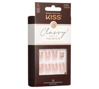 KISS Classy Nails Premium Gorgeous, set per manicure, lunga lunghezza, caffè, unghie finte di alta qualità, con colla per unghie, mini lima, bastoncini per manicure e 30 unghie finte