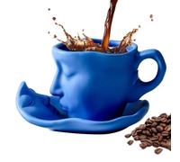 Kiss Coffee - Tazza da tè in ceramica, tazza artistica con piattino | Tazza da tè con piattino | Tazza da 100 ml di capacità ideale per la decorazione della casa, presentazione, caffè, stile tavolo ed