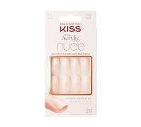 KISS Collezione Salon Acrylic French Nude, Leilani, unghie finte nude di media lunghezza, include 28 unghie finte, colla per unghie, lima per unghie e stick per manicure