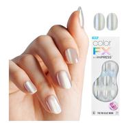 Kiss ColorFX by imPRESS Press on Nails "Sour Love", bianco solido con finitura perlescente, corto, ovale, con 30 unghie finte, 1 bastone per manicure, 1 bastone per manicure