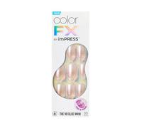 Kiss ColorFX by imPRESS - Unghie finte "Connection", colore bianco solido, forma quadrata corta, adesivo migliorato, tenuta fino a 10 giorni, il kit include 30 unghie finte, tampone di preparazione
