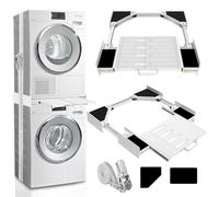 Kiss Core Kit di Accatastamento per Lavatrici, Kit di Impilamento Telaio Intermedio Asciugatrice con Ripiano, Telaio di Collegamento con Cinghia a Cricchetto per 53-68cm Lavatrice Asciugatrice