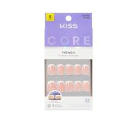 KISS CORE - Unghie a pressione con punta francese, "Snapshot", colore bianco, con 32 unghie, colla da 2 g, 1 bastoncino per manicure, 1 mini lima