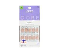 KISS CORE - Unghie a pressione "Curiosity", bianche, di media lunghezza, a forma di mandorla, include 32 unghie, 2 g di colla, 1 bastoncino per manicure, 1 mini lima