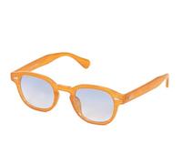 KISS DEPP ICONIC Occhiali da Sole Uomo Donna - Vintage Johnny Depp & Robert Downey jr - Montatura con Rivetti Metallici e Lenti UV400 (ARANCIO/Soft Blue)