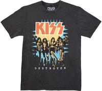 Kiss Destroyer 3D Logo Stone Wash Charcoal Grey M Maglietta
