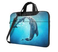 Kiss Dolphin Tale - Borsa a tracolla per computer portatile, protezione a triplo strato, antiurto, per uomo e donna, Nero , 14 inch