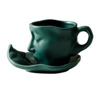 Kiss Face teetassen-untertassen-set, bacio tazza di caffè - Tazza di caffè fatta a mano minimalista, 100 ml di design di coppia di baci in ceramica, arte astratta, tazza di tè, bacio, amante,