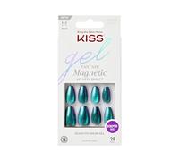 KISS Gel Fantasy, Press-On Unghie con colla per unghie, "Chameleon", blu, a forma di caffè, contiene 28 chiodi, 2 g di colla, 1 bastoncino per manicure, 1 mini lima