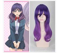 Kiss Him Not Me Watashi Ga Motete Dosunda Ondulato Cruly Purple Serinuma Kae Cosplay Resistente al calore Capelli sintetici + Parrucca gratis