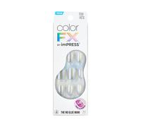 Kiss ColorFX by imPRESS Press on Nails "Sour Love", bianco solido con finitura perlescente, corto, ovale, con 30 unghie finte, 1 bastone per manicure, 1 bastone per manicure