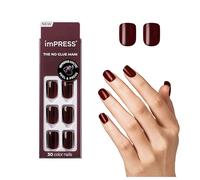 KISS imPRESS Color 'I'm not a Cinna' - Unghie Finte Adesive Effetto Gel Ricostruzione. Unghie Press-On Nails Senza Colla con Tecnologia PureFit. Colore rosso e squared shape, applicazione facile.
