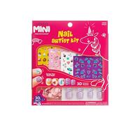 KISS ImPRESS Mini Kit Manicure Unghie per Bambini Set Manicure Unghie a Pressione 20 Unghie finte, 6 Unghie Decorative, 4 Fogli di Decalcomanie