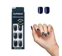 KISS imPRESS No Glue Mani Press On Nails, Colore, 'Graytitude', blu, formato corto, forma quadrata, include 30 unghie, tampone di preparazione, foglio di istruzioni, 1 bastoncino per manicure, 1 mini