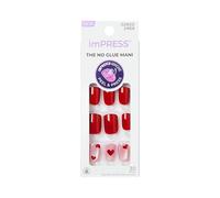 Kiss Impress No Glue Mani Press On Nails, design "good 4 you", rosa, formato corto, forma quadrata, include 30 unghie, tampone di preparazione, foglio di istruzioni, 1 bastoncino per manicure, 1 mini