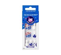 Kiss imPRESS No Glue Pedi - Unghie a pressione, design "Need a Vacation", rosso scuro, formato corto, forma quadrata, include 24 unghie, tampone di preparazione, foglio di istruzioni, 1 bastoncino per