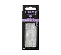 KISS Impress Premium - Unghie senza colla, senza colla, argento scintillante, glitter argento, forma quadrata, include 24 unghie, tampone di preparazione, 1 bastoncino per manicure, 1 mini lima