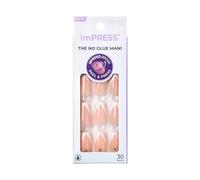 KISS ImPRESS Press-On manicure, So French, Medium Length Square, con tecnologia PureFit, include Prep Pad, Mini Laglia, Stick Cuticola e 30 Unghie Finte