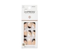 KISS Impress - Unghie a pressione di media lunghezza, include 24 unghie, tampone di preparazione, 1 bastoncino per manicure, 1 mini lima, lunga durata, tenuta forte