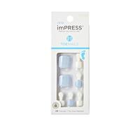 KISS ImPRESS - Unghie senza colla, senza colla, con glitter, forma quadrata, include 24 unghie, tampone di preparazione, 1 bastoncino per manicure, 1 mini lima