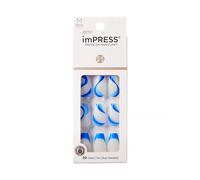 KISS Impruet No Glue Mani Press on Nails Design Ipnoze 'Blu Medium Size La forma della bara include 30 Nails Pad Istruzioni Foglio 1 Stick Manicure 1
