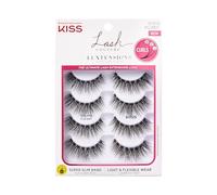 KISS Lash Couture LuXtensions Collection False Eyelashes Multipack, Flat Lash Technology, Super Slim Lash Band, Real Lash Extension Fibers, Reusable Strip Lashes, Volume Full Set', 4 Pairs