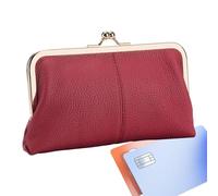 Kiss Lock Coin Purse, Coin Purse Wallet, Clasp Coin Purse, Large Capacity Wallet, Stylish PU Leather Coins Holder With Clasp Closure For Storing Credit Cards, Cash, And Coins