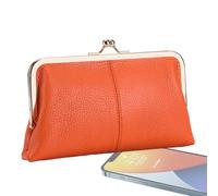 Kiss Lock Coin Purse, Coin Purse Wallet, PU Leather Coin Purse, Ampia Capacity Coin Holder, PU Leather Kiss Lock Coin Purse Large Capacity Coin Purse for Credit Cards and Cash, Arancione 1., Se