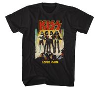 KISS Love Gun T-Shirt Manica Corta Girocollo Cotone Nero Preshrunk