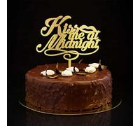 Kiss Me At Midnight Glitter Gold Mr And Mrs Wedding Cake Toppers Personalizzare Country Bride and Groom Cake Topper per Matrimonio Fidanzamento Bomboniere Regali di fidanzamento per coppia