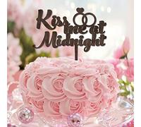 Kiss Me At Midnight Mr & Mrs Topper per torta nuziale, personalizzabile con sposa e sposo romantico, decorazione per matrimoni, addio al nubilato, feste, regali di nozze per coppie, legno marrone
