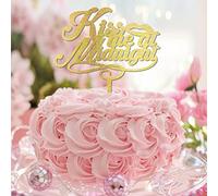 Kiss Me At Midnight Rustic Mr & Mrs Cake Toppers Sposa & Groom Cake Toppers Personalizzabile per Matrimonio Doccia Nuziale Decorazioni Matrimonio Doccia Nuziale Regali Glitter Oro