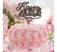 Kiss Me At Midnight - Topper per torta in legno marrone Mr & Mrs, personalizzabile con sposa e sposo, decorazione per torte nuziali, regali di addio al nubilato