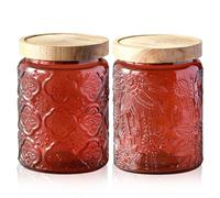 kiss me Barattoli in vetro vintage con coperchio, 700 ml, ermetici, colorati, per biscotti, tè, caffè, zucchero, caramelle, banconi della cucina, dispensa (2 confezioni da 700 ml)
